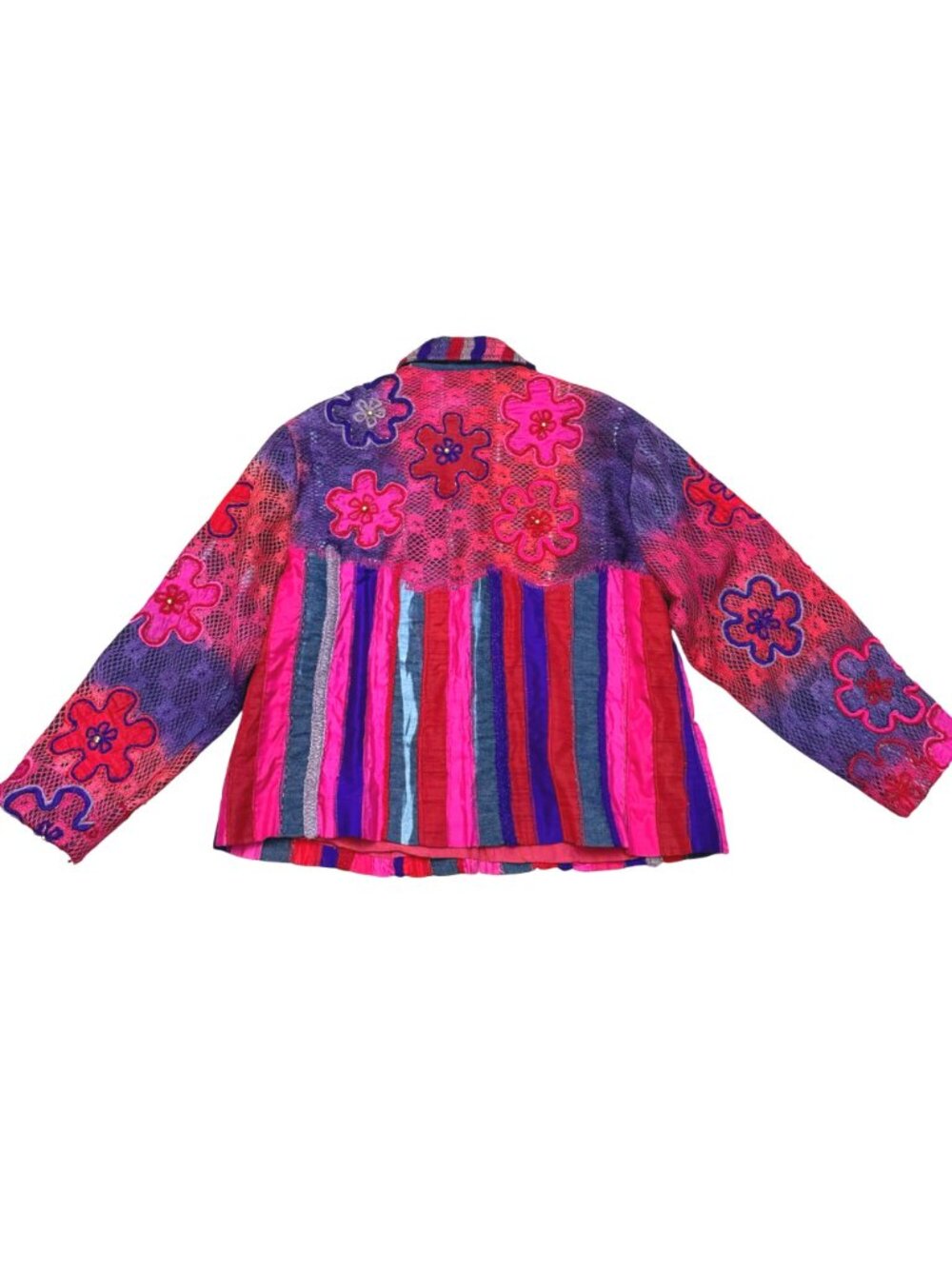 Sandy Starkman Women's Jacket Sz L Vintage Art To Wear Hippie Floral Embellished - Picture 5 of 8